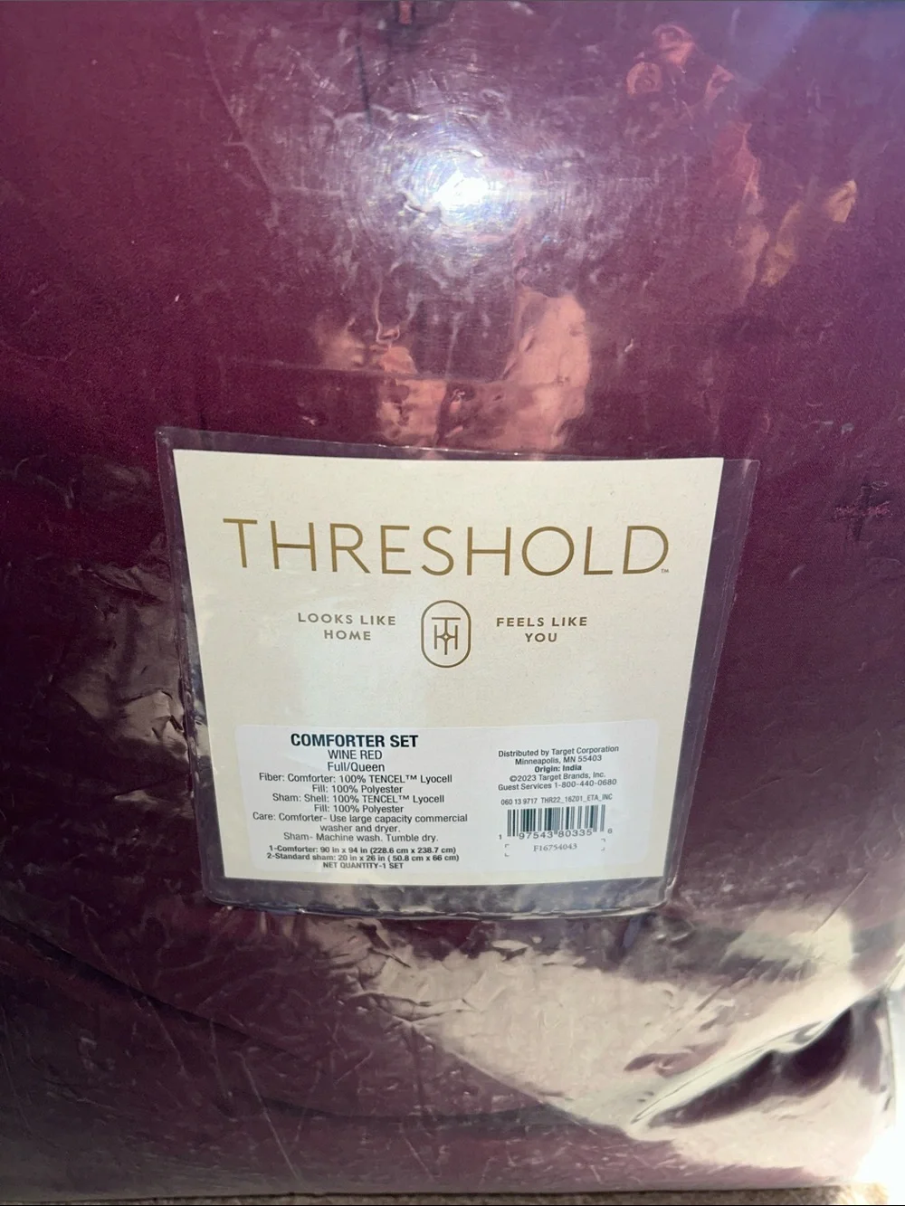 Threshold F/Q TencelComforter & Sham Set - Wine Red